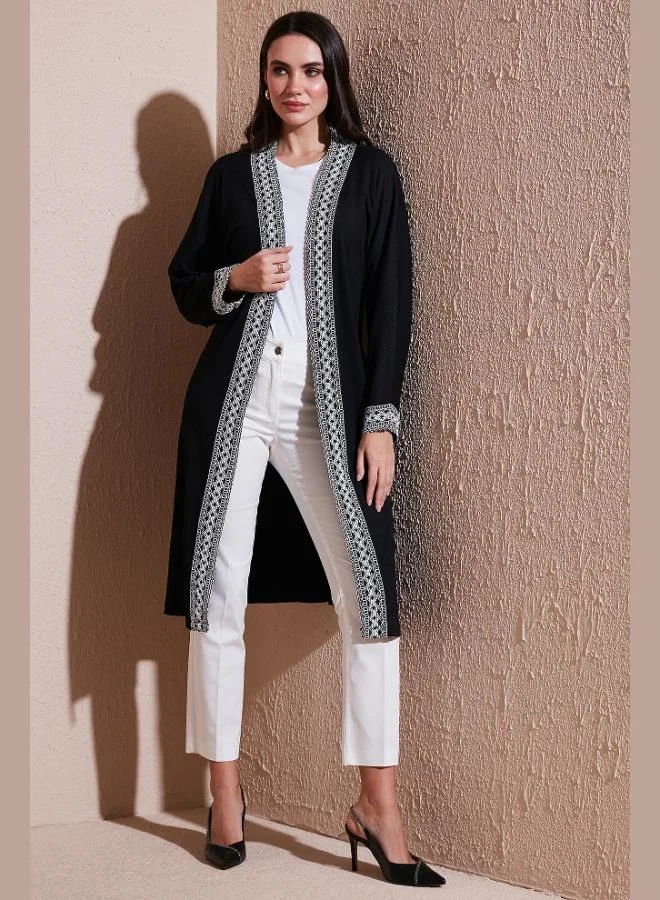 Lela  Lela Modest Regular Fit Tied Embroidered Hijab Long Kimono Cardigan Women's CARDIGAN 5866173 for Women | Best Price UAE