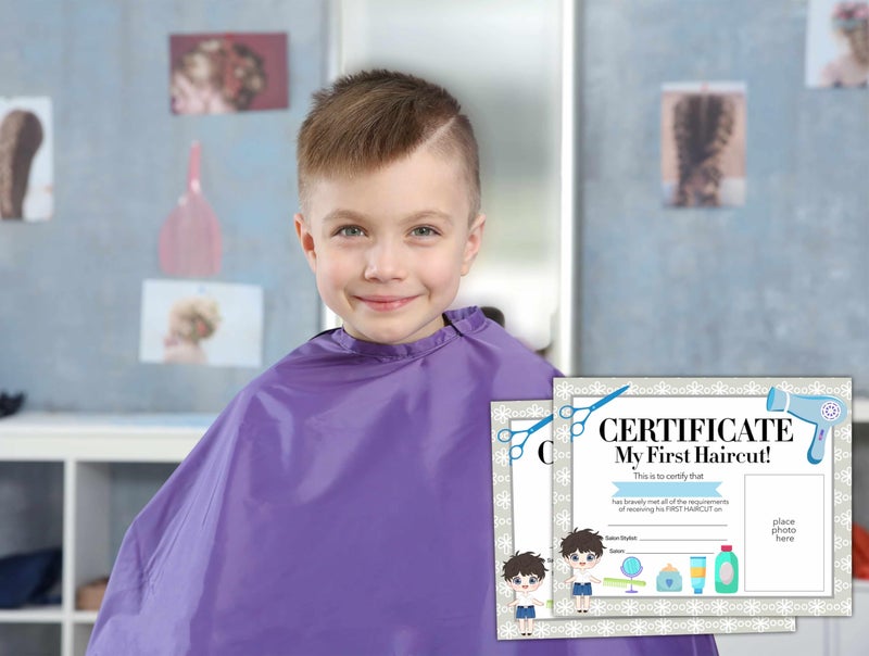Disfuco First Haircut Certificates, First Haircut Award, Blow Dryer Scissors Little Boy's Girl's First Haircut Certificate, First Haircut Achievement Certificates of Recognition, First Haircut Keepsake dd01 - Image 4