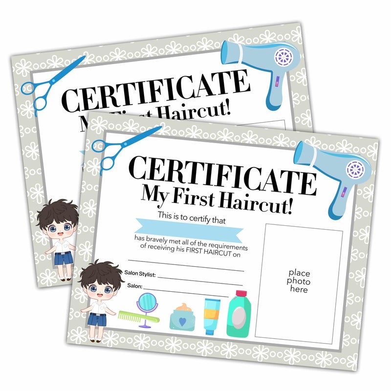 Disfuco First Haircut Certificates, First Haircut Award, Blow Dryer Scissors Little Boy's Girl's First Haircut Certificate, First Haircut Achievement Certificates of Recognition, First Haircut Keepsake dd01 - Image 5
