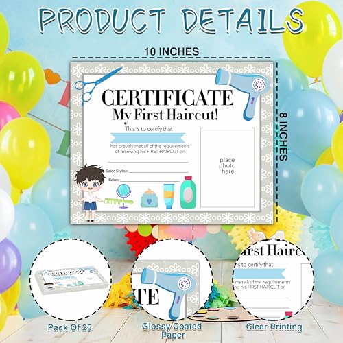 Disfuco First Haircut Certificates, First Haircut Award, Blow Dryer Scissors Little Boy's Girl's First Haircut Certificate, First Haircut Achievement Certificates of Recognition, First Haircut Keepsake dd01 - Image 2