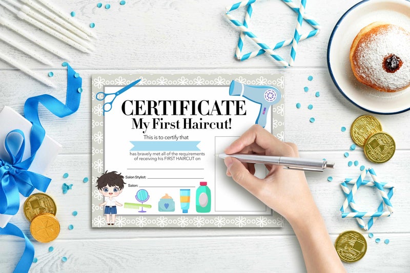 Disfuco First Haircut Certificates, First Haircut Award, Blow Dryer Scissors Little Boy's Girl's First Haircut Certificate, First Haircut Achievement Certificates of Recognition, First Haircut Keepsake dd01 - Image 3