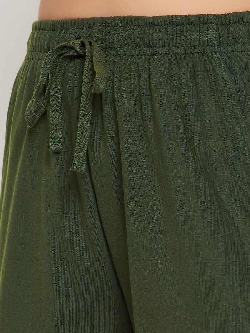Clovia Women's Cotton Rich Solid Pyjama (LB0173D17_Green_M) - Image 3