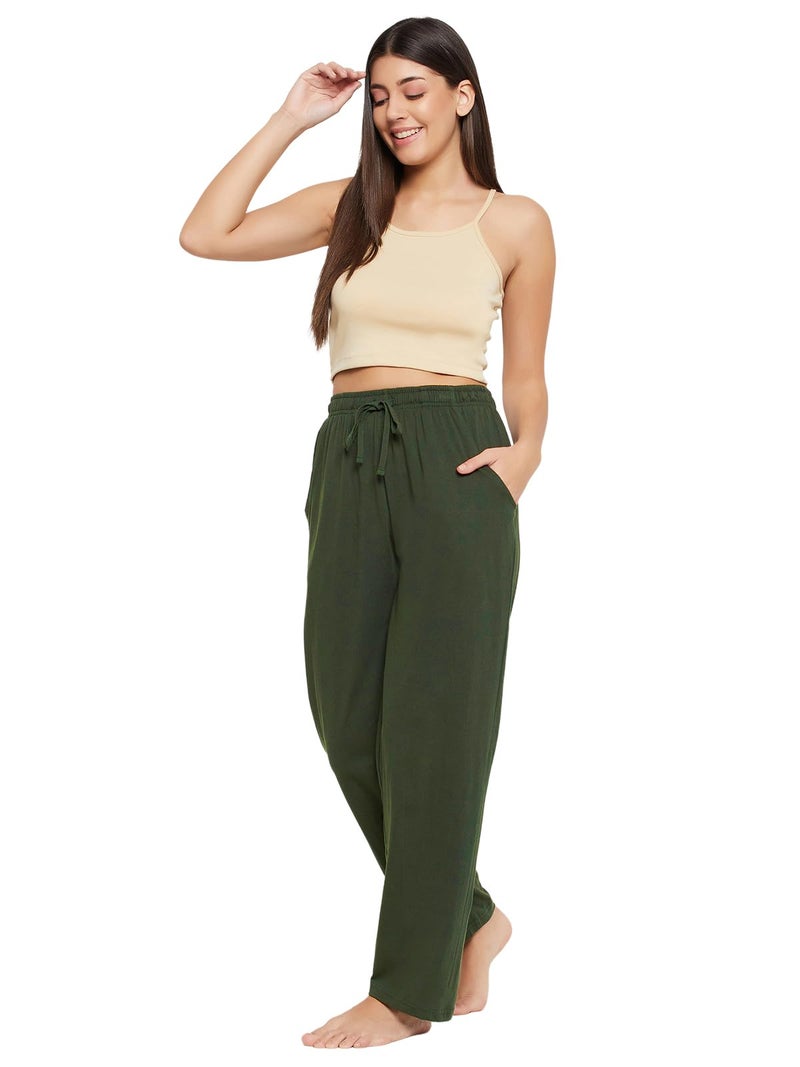 Clovia Women's Cotton Rich Solid Pyjama (LB0173D17_Green_M) - Image 1