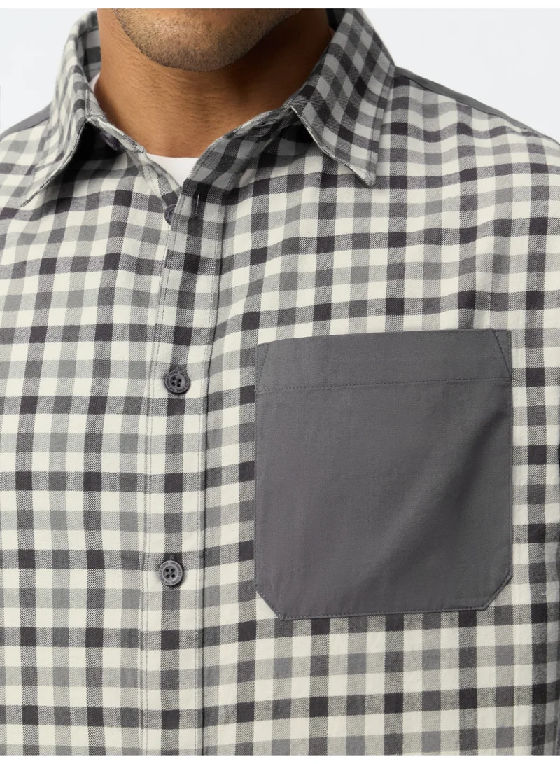 The Souled Store The Souled Store: Chrome Men and Boys Long Sleeve Spread Collar Grey Checks Cotton Relaxed Shirt