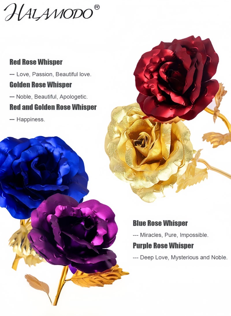 HALAMODO Gold Plated Blue Rose Flower Decoration 25x8x5cm - Image 4