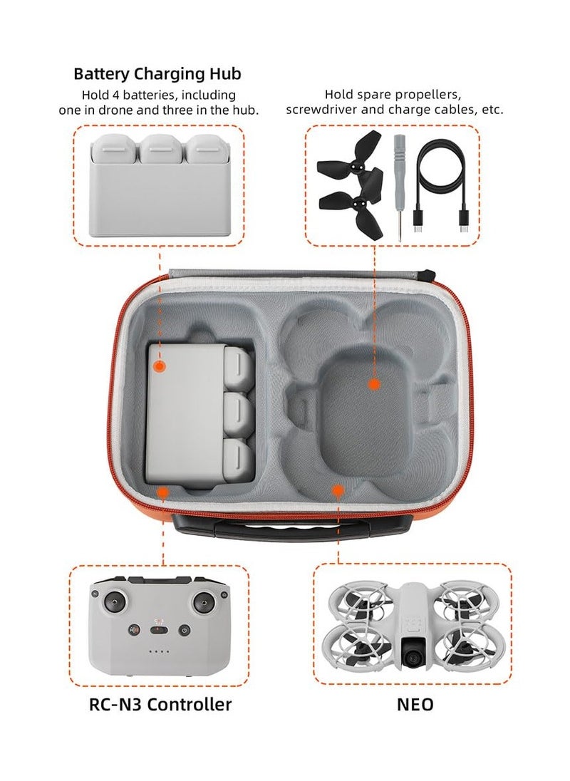 Generic Carrying Case For DJI NEO Porable Travel Storage Bag for DJI NEO Drone Aceessories (for DJI NEO Fly More Combo -Orange)  - Image 4