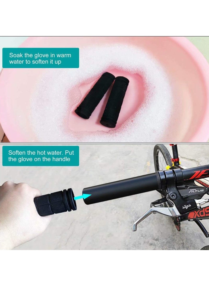 Cuken 4 PCS Bike Handle Grips, Kids Non-slip-Rubber Bicycle Handlebar Grips, Specialized Replacement Bike Grips, For Beach Cruiser Razor Scooter Foldable Mountain Bicycle Tricycle (Black)  - Image 5