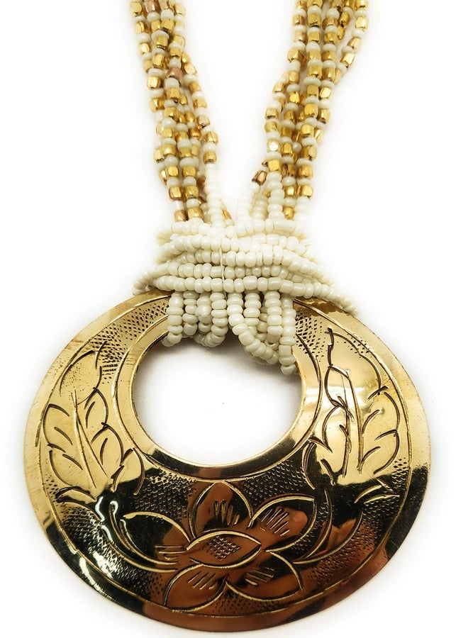 DCA White & Gold Brass/Glass Women Necklace (4393) - Image 4