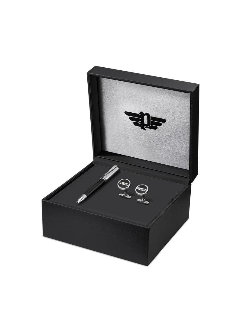 POLICE Gabriola Black Pen and Cufflinks Set Box Men's