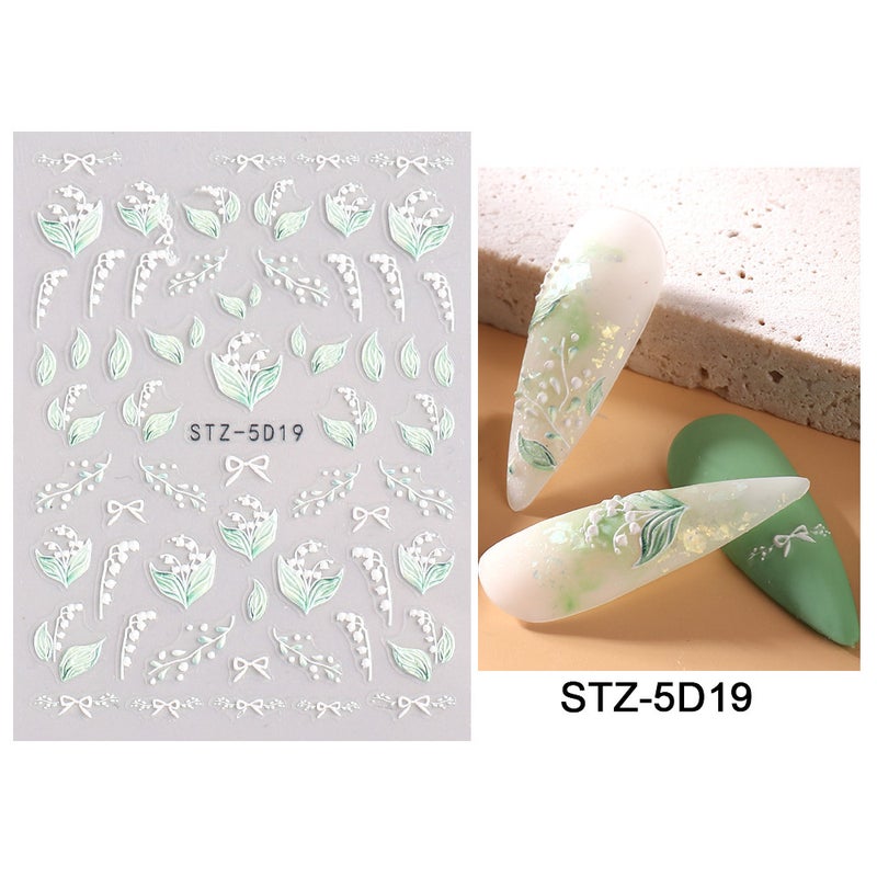 2022 Online Celebrity Nail Stickers Ins5D Three-Dimensional White Flower Rose Butterfly Snowflake Series Nail Stickers - Image 1