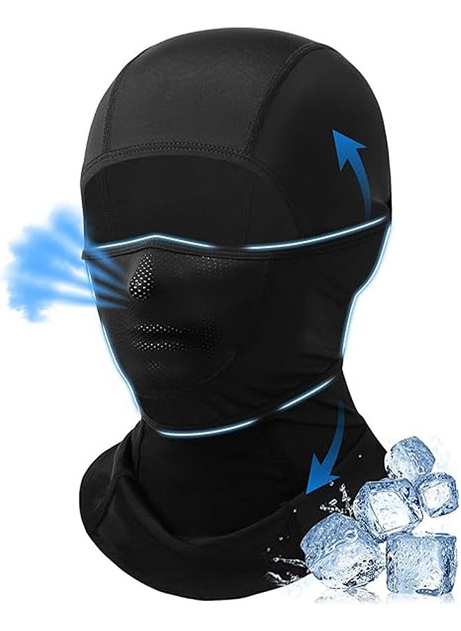 MXN UV Protection Ice Silk Face Mask, Men Women Summer Cooling Breathable Mask, for Outdoor Running Cycling (Black)  - Image 1