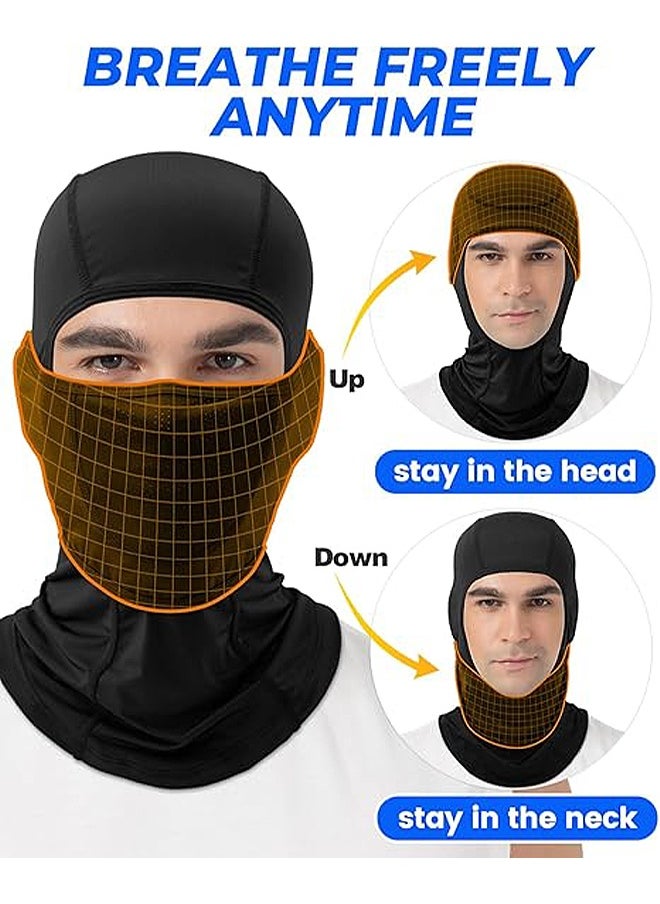 MXN UV Protection Ice Silk Face Mask, Men Women Summer Cooling Breathable Mask, for Outdoor Running Cycling (Black)  - Image 2