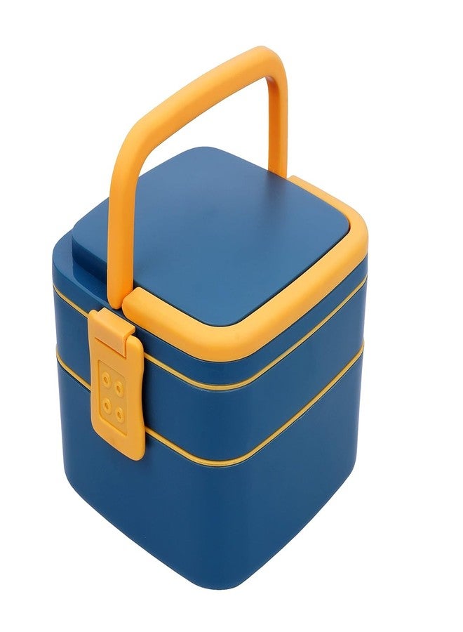 INKIES Double-Layer Bento Square Lunch Box - 2 Tiffin with Handle & Push Lock, - Image 1