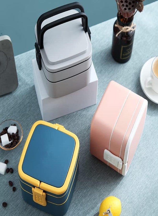 INKIES Double-Layer Bento Square Lunch Box - 2 Tiffin with Handle & Push Lock, - Image 2