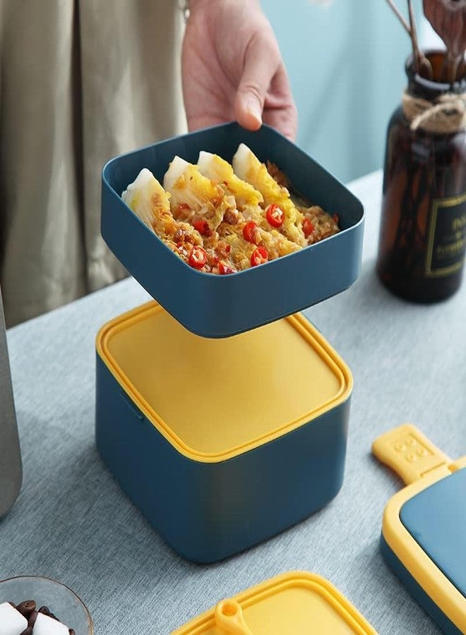 INKIES Double-Layer Bento Square Lunch Box - 2 Tiffin with Handle & Push Lock, - Image 4