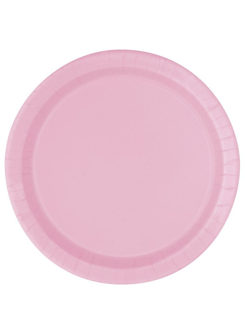 Unique Disposable Paper Plates Pastel Pink 22cm 16-Pack