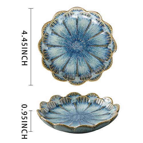 Mecaikru ring holder, flower shape decorative earring stand, jewelry tray, key bowl, trinket dish for women and friends, flower blue - Image 2