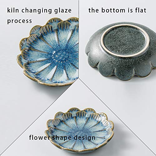 Mecaikru ring holder, flower shape decorative earring stand, jewelry tray, key bowl, trinket dish for women and friends, flower blue - Image 3