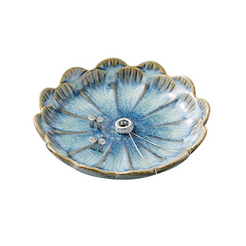 Mecaikru ring holder, flower shape decorative earring stand, jewelry tray, key bowl, trinket dish for women and friends, flower blue - Image 1