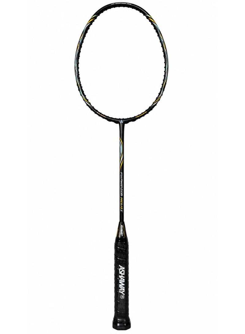 Ashaway Phantom Helix Badminton Racket | 85g | Head Heavy | Medium-Stiff Flex | Graphite Frame | Black/Gold - Image 1