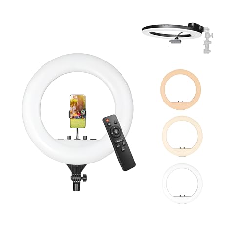 DIGITEK (DRL-18RT) Profesional LED Ring Light with Remote Control, Runs on AC Power with No Shadow apertures, Ideal use for Makeup Artist, Video Shoot, Fashion Photography & Many More - Image 1