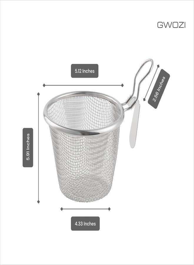 GWOZI Ramen Strainer - Stainless Steel Blanching Basket - Mesh Pasta Basket for Boiling - Cooking Pasta, Pho, Dumpling, Spaghetti, Ramen & Noodle Basket, 4.33 Inches, 2 Pcs - Image 3