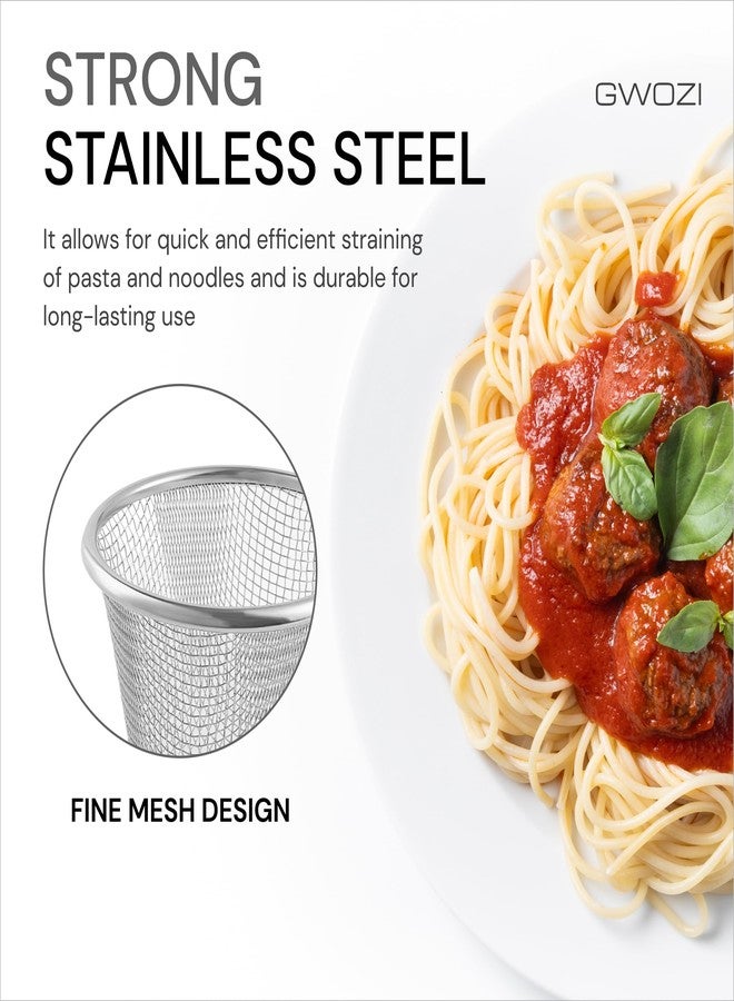 GWOZI Ramen Strainer - Stainless Steel Blanching Basket - Mesh Pasta Basket for Boiling - Cooking Pasta, Pho, Dumpling, Spaghetti, Ramen & Noodle Basket, 4.33 Inches, 2 Pcs - Image 4