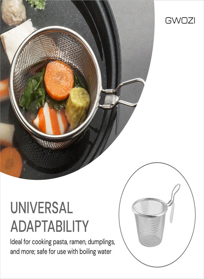 GWOZI Ramen Strainer - Stainless Steel Blanching Basket - Mesh Pasta Basket for Boiling - Cooking Pasta, Pho, Dumpling, Spaghetti, Ramen & Noodle Basket, 4.33 Inches, 2 Pcs - Image 5