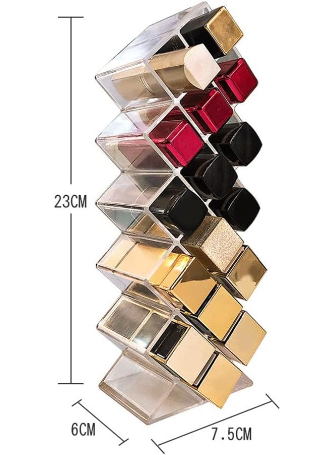 Slasa SLASA Acrylic Lipstick Organizer – Fish-Shaped Transparent Stand with 10/16/28 Slots for Lipstick, Lip Gloss, Lip Balm & Makeup Brushes - Image 4