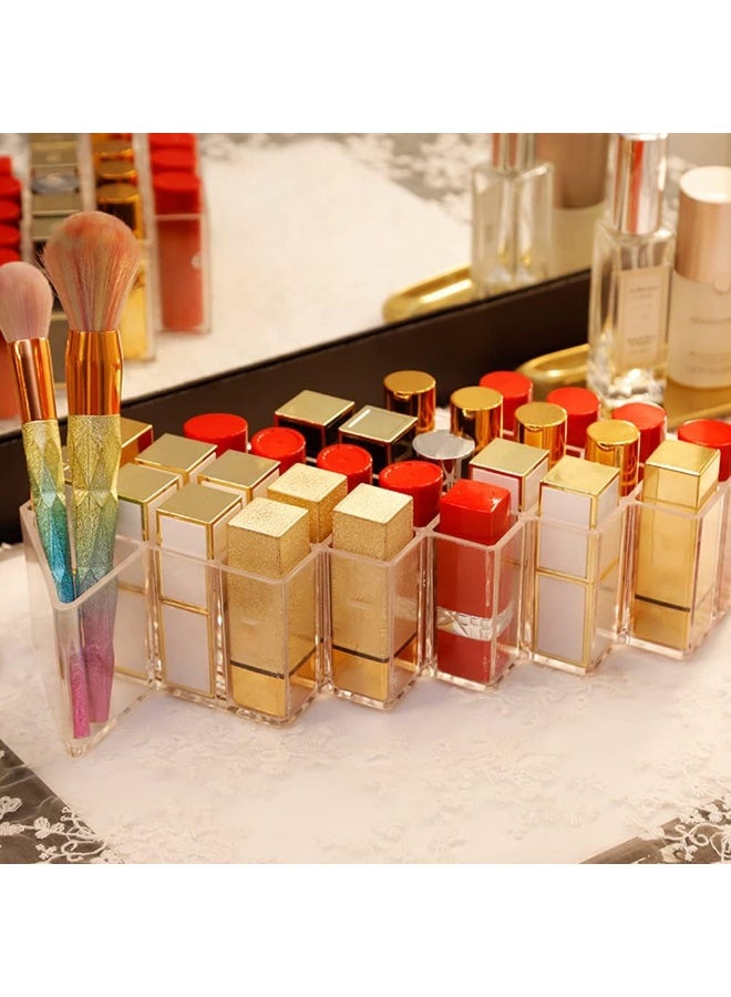 Slasa SLASA Acrylic Lipstick Organizer – Fish-Shaped Transparent Stand with 10/16/28 Slots for Lipstick, Lip Gloss, Lip Balm & Makeup Brushes - Image 3