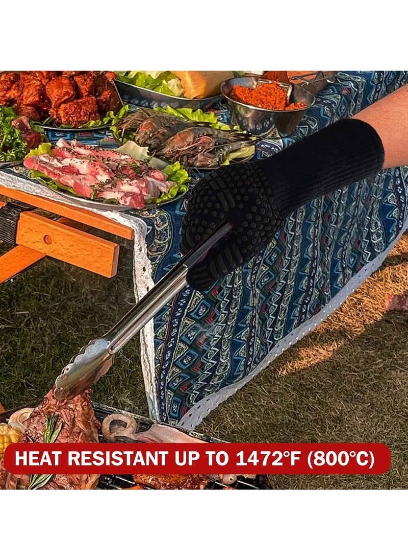 Mmmon BBQ Gloves, Heat Resistant Gloves, Silicone Non-Slip Grill Oven Gloves Heat Proof for Men/Women, OvenMitts with Fingers for Kitchen Cooking, Grilling（black）  - Image 5