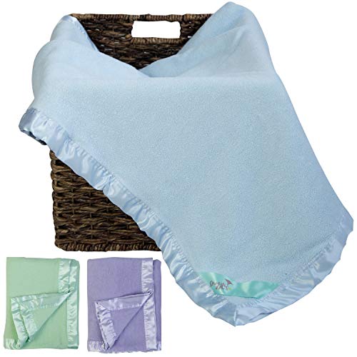 Natural Snuggles Bamboo Rayon Soft Light Blue Toddler Security Blanket - Thermal Sky Blue Baby Blanket with Satin Edging - Perfect for Naps, Car Carrier, Stroller & Travel - 34 x 47 inches - Newborn Baby Blankie - Image 1
