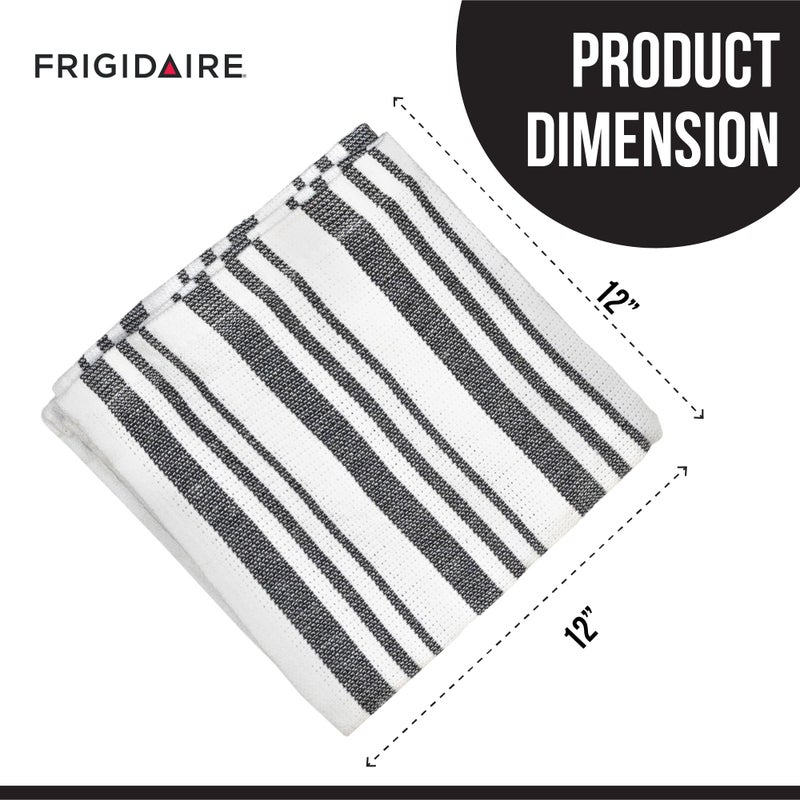 Frigidaire Claire 100% Cotton Dish Clothes,12" x 12", Solid and Stripe Print, Machine Washable, Black,4-Pack - Image 3