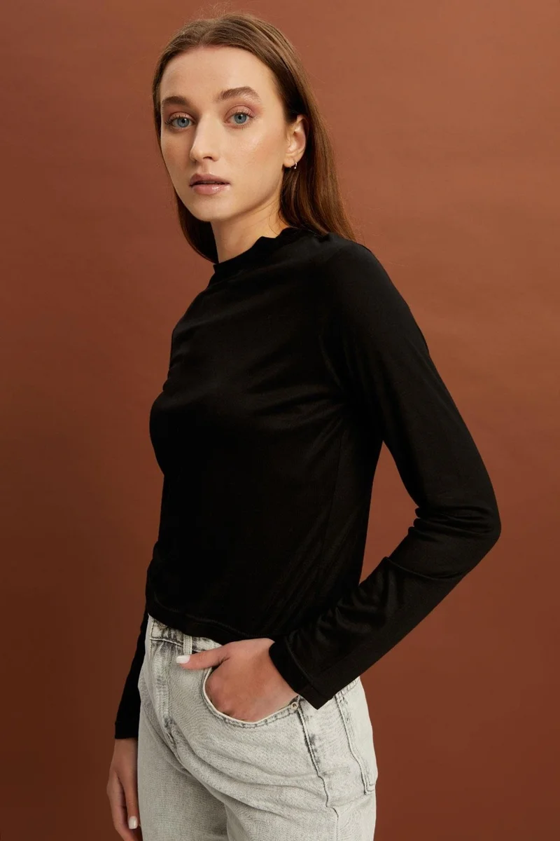 الكسندر جاردي Long Sleeve High Collar Top (B22-378A)