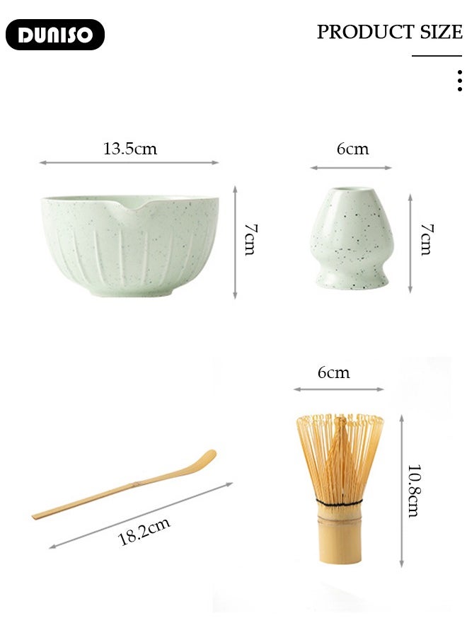DUNISO Matcha Whisk Set, 4pcs Japanese Tea Set,Matcha Whisk,Traditional Scoop, Matcha Bowl with Pouring Spout, Ceramic Whisk Holder,Traditional Matcha Tool Set for Matcha Tea Ceremony  - Image 4