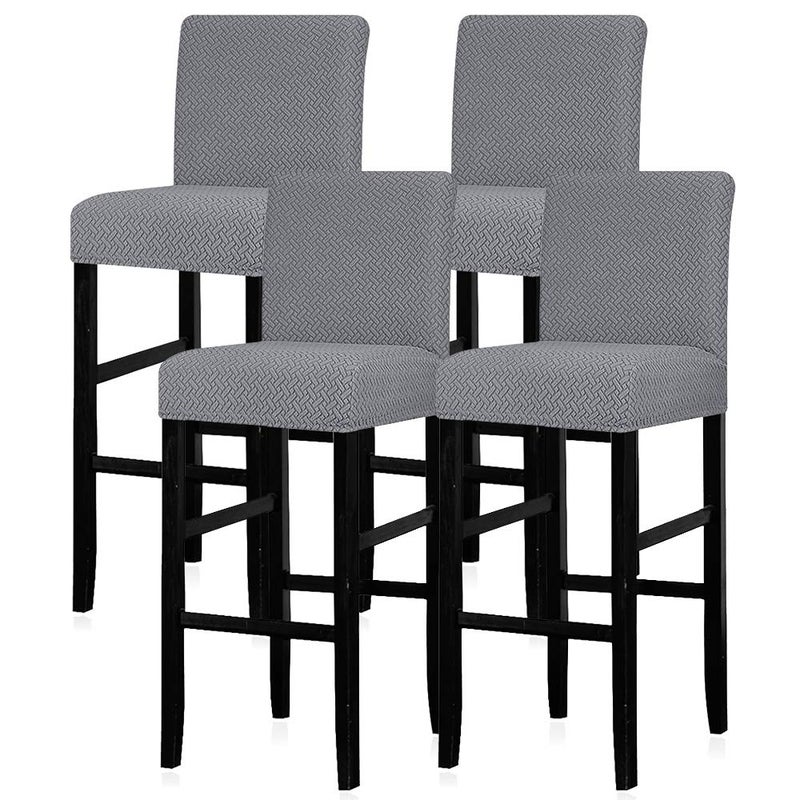 Lellen Reusable Pub Counter Stool Chair Covers Slipcover Stretch Removable Washable Dining Room Chair Covers Set of 4 2786SilverGrey