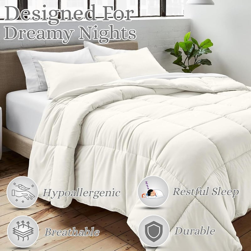 MUSA MUSA® Luxury Bed Comforter for Bedrooms & Dorm rooms, Fade Resistant, Wrinkle Free & Washable Cozy Duvet Comforter with 300 Cotton TC & Down Alternative Fil (Cream, 135 x 200cm) - Image 3