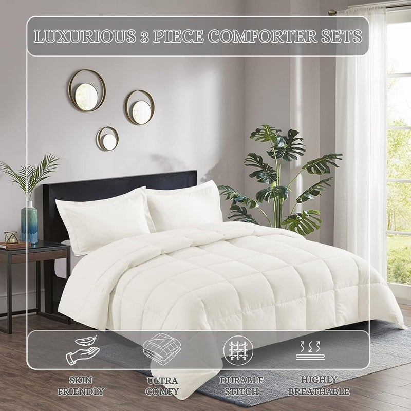 MUSA MUSA® Luxury Bed Comforter for Bedrooms & Dorm rooms, Fade Resistant, Wrinkle Free & Washable Cozy Duvet Comforter with 300 Cotton TC & Down Alternative Fil (Cream, 135 x 200cm) - Image 4