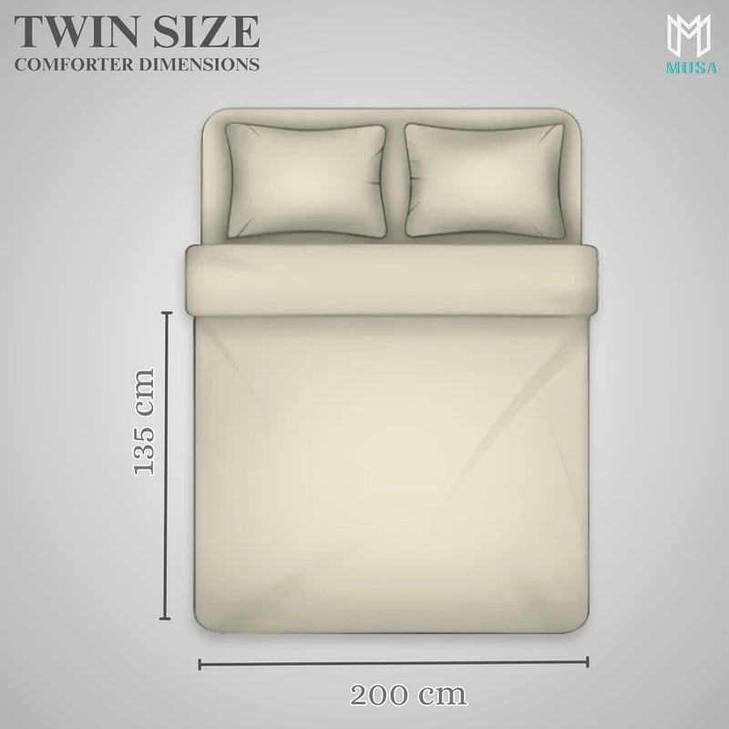 MUSA MUSA® Luxury Bed Comforter for Bedrooms & Dorm rooms, Fade Resistant, Wrinkle Free & Washable Cozy Duvet Comforter with 300 Cotton TC & Down Alternative Fil (Cream, 135 x 200cm) - Image 2