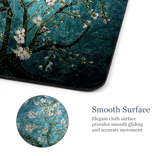 Meffort Inc Gaming Mouse Pad - Non-Slip Rubber Base, Smooth Surface for Precise Mouse Control, Ideal for Laptop, Office Use - 9.5 x 7.9 Inch - Almond Blossoming - Image 3