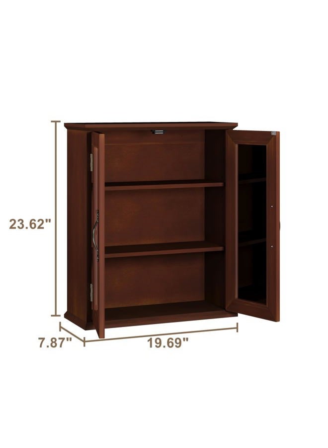 choochoo Bathroom Wall Cabinet, Laundry Room Cabinet with Acrylic Doors, Wall Mounted Over The Toilet Storage Cabinet with Adjustable Shelves for Bathroom, Kitchen, and Laundry Room, Walnut - Image 3
