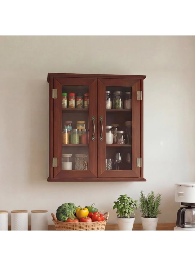 choochoo Bathroom Wall Cabinet, Laundry Room Cabinet with Acrylic Doors, Wall Mounted Over The Toilet Storage Cabinet with Adjustable Shelves for Bathroom, Kitchen, and Laundry Room, Walnut - Image 5