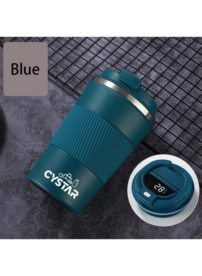 سيستار كوب القهوة السفر 510ML / 17oz مع عرض درجة الحرارة LED الفولاذ المقاوم للصدأ الفراغ الجليد والمشروبات الساخنة معزولة الكأس للمكتب المنزلي أعمال السيارة الزرقاء - Image 1
