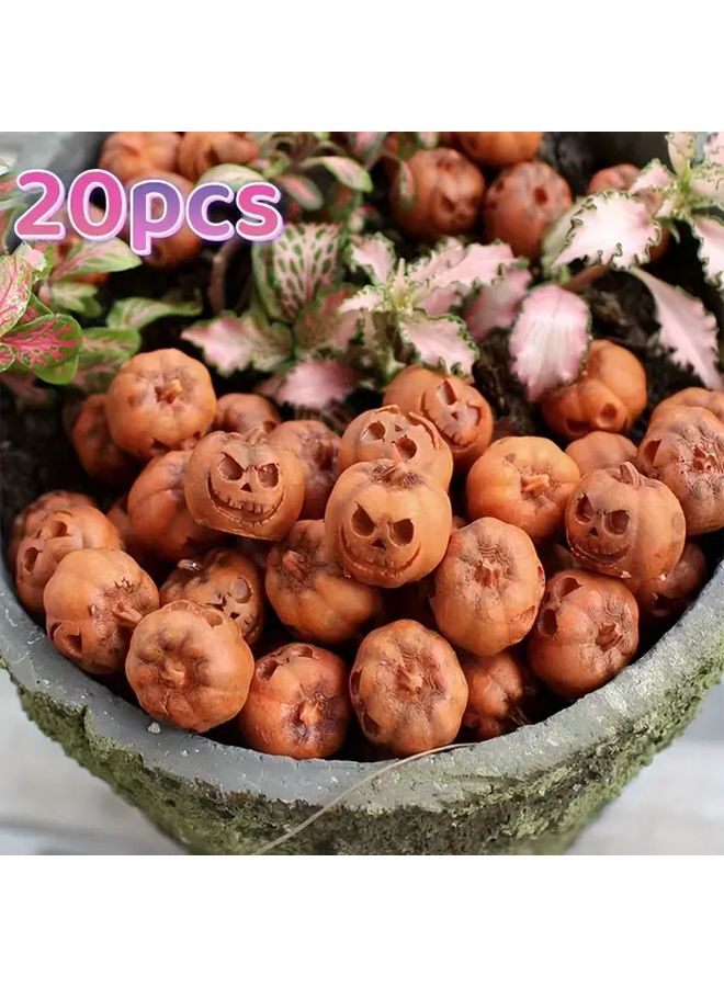 20pcs Halloween Pumpkin Head Decorations With Facial Features for Indoor Outdoor Party - Image 1