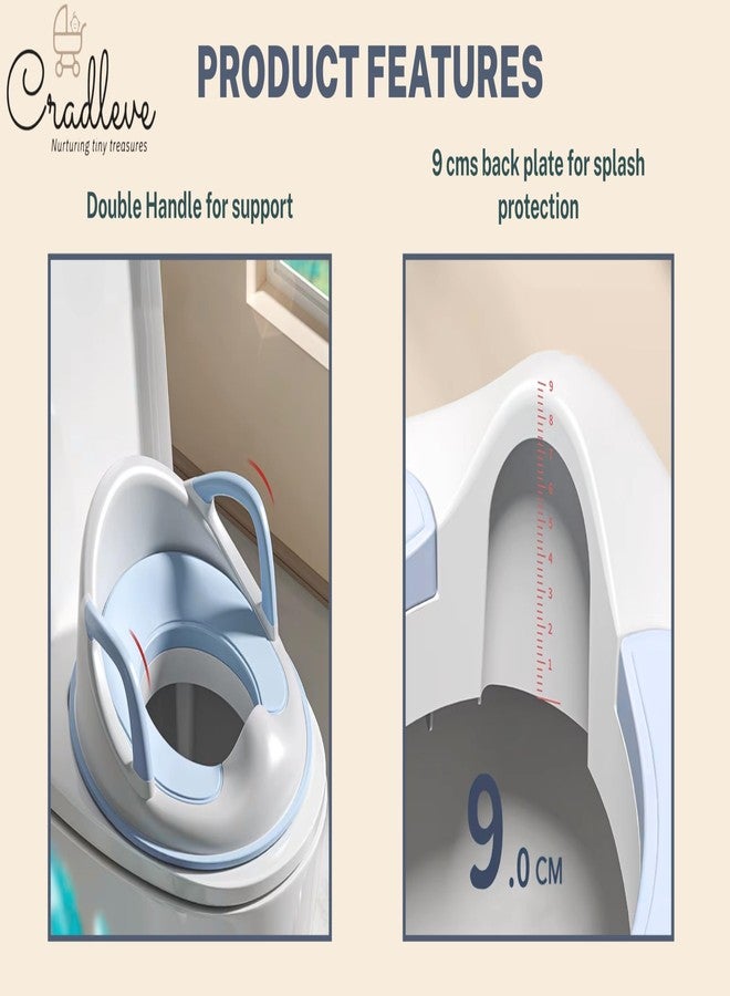 مقعد تدريب الأطفال على استخدام النونية من CRADLEVE Lilseat بمقابض - يناسب المراحيض الغربية المستديرة والبيضاوية، تصميم مريح | متين | فاخر | مانع للانزلاق للأطفال الرضع (من 0 إلى 8 سنوات) (لون خوخي) - Image 5