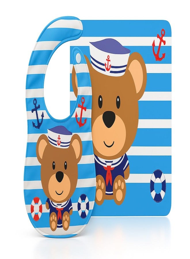 KIDDOLANE Waterproof Bib & Feeding Placemat Set – cute matching Design, Easy to Clean, BPA-Free Material, Adjustable Closure, Mess-Free Mealtime | Bib for Baby 1-3 Years Babies & Toddlers - Image 1