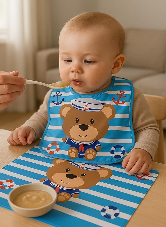 KIDDOLANE Waterproof Bib & Feeding Placemat Set – cute matching Design, Easy to Clean, BPA-Free Material, Adjustable Closure, Mess-Free Mealtime | Bib for Baby 1-3 Years Babies & Toddlers - Image 4