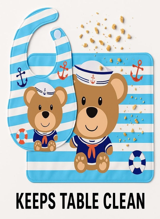 KIDDOLANE Waterproof Bib & Feeding Placemat Set – cute matching Design, Easy to Clean, BPA-Free Material, Adjustable Closure, Mess-Free Mealtime | Bib for Baby 1-3 Years Babies & Toddlers - Image 5