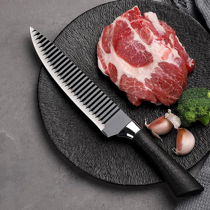 FLORISCA 6 Pcs Kitchen Knife Set with CoversHigh Carbon Stainless Steel Black Colour Coated Chef KnifeUtility Knife Chefs Knife with NonSlip Handle for Home - Image 4