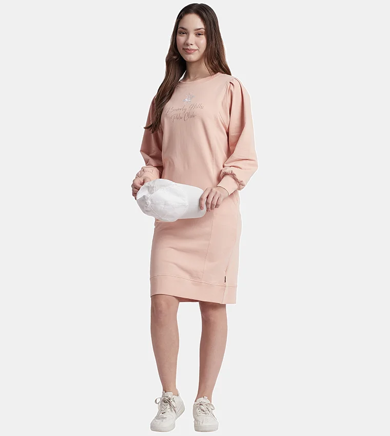 بيفرلي هيلز بولو كلوب فستان رياضي بأكمام طويلة مطرز بشعار نادي بيفيرلي هيلز بولو